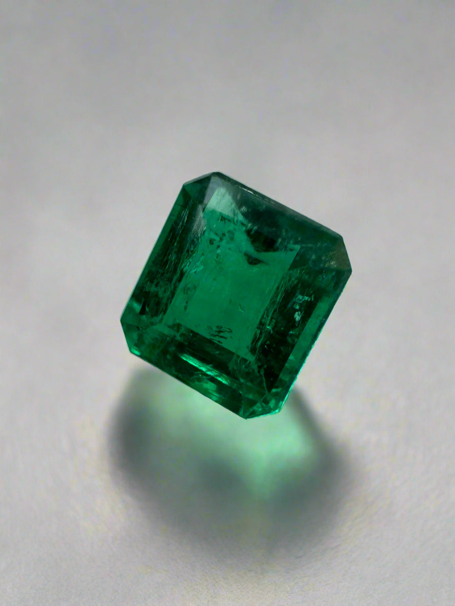 0.90 Carat AAA+ Colombian Loose Emerald - 5.8x5.4mm Asscher Cut Fine Gemstone for Jewelry Making & Engagement Rings