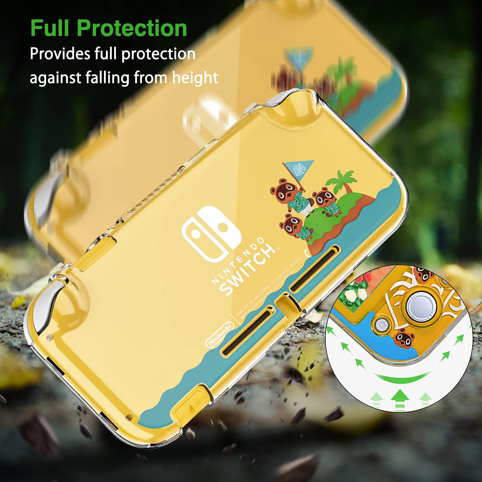 TIKOdirect Clear Protective Crystal Case for Nintendo Switch Lite - Anti-Scratch Hard Cover with Screen Protector | Animal Crossing Design | Perfect for Gaming, Travel & Everyday Protection