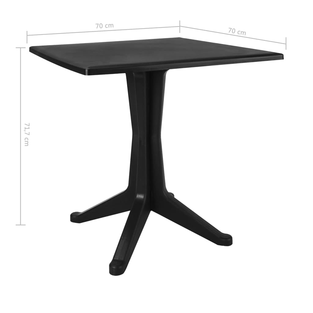 vidaXL Anthracite Square Plastic Patio Table - Weather Resistant Outdoor Dining Furniture Set - Lightweight & Easy to Clean - 27.6