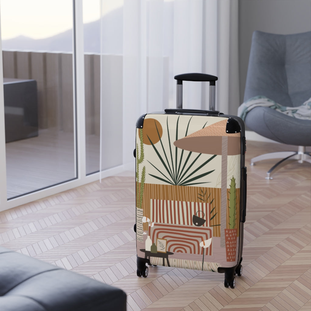 Modern Cabin Suitcase with Stylish Patio Print - Perfect for Travel, Vacation & Outdoor Adventures
