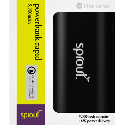 Sprout Elite Series 5000mAh Fast Charging Power Bank - Portable Charger for iPhone, Android, Travel & Outdoor Use