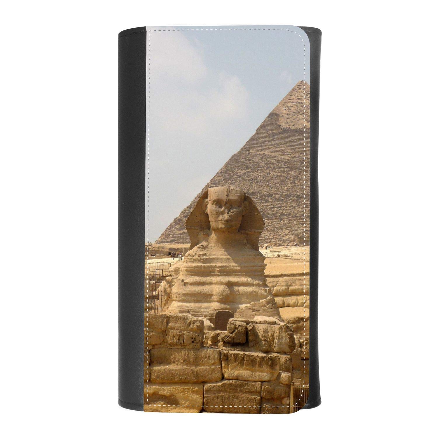 Great Sphinx & Pyramid Design Women's Leather Trifold Wallet with Credit Card Slots & Smartphone Protection - Perfect for Travel, Shopping & Daily Use