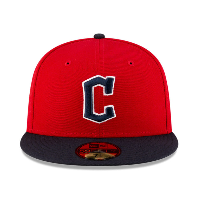 New Era 59Fifty Authentic MLB Cleveland Guardians 2025 Home Fitted Baseball Cap - Red & Navy Blue for Men's Sports Fan Fashion & Game Day Outfits