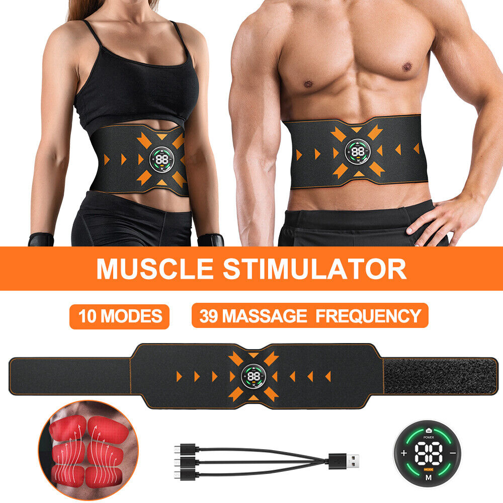 EMS Abdominal Muscle Stimulator Belt - Electric Toning & Workout Trainer for Home Fitness - Perfect for Waist Slimming, Core Strengthening & Post-Workout Recovery