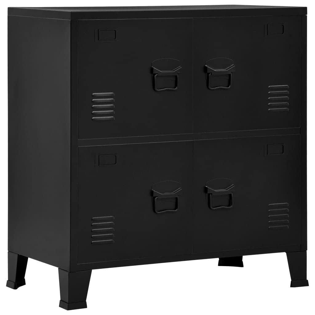 4-Door Black Steel Metal Storage Cabinet - 29.5