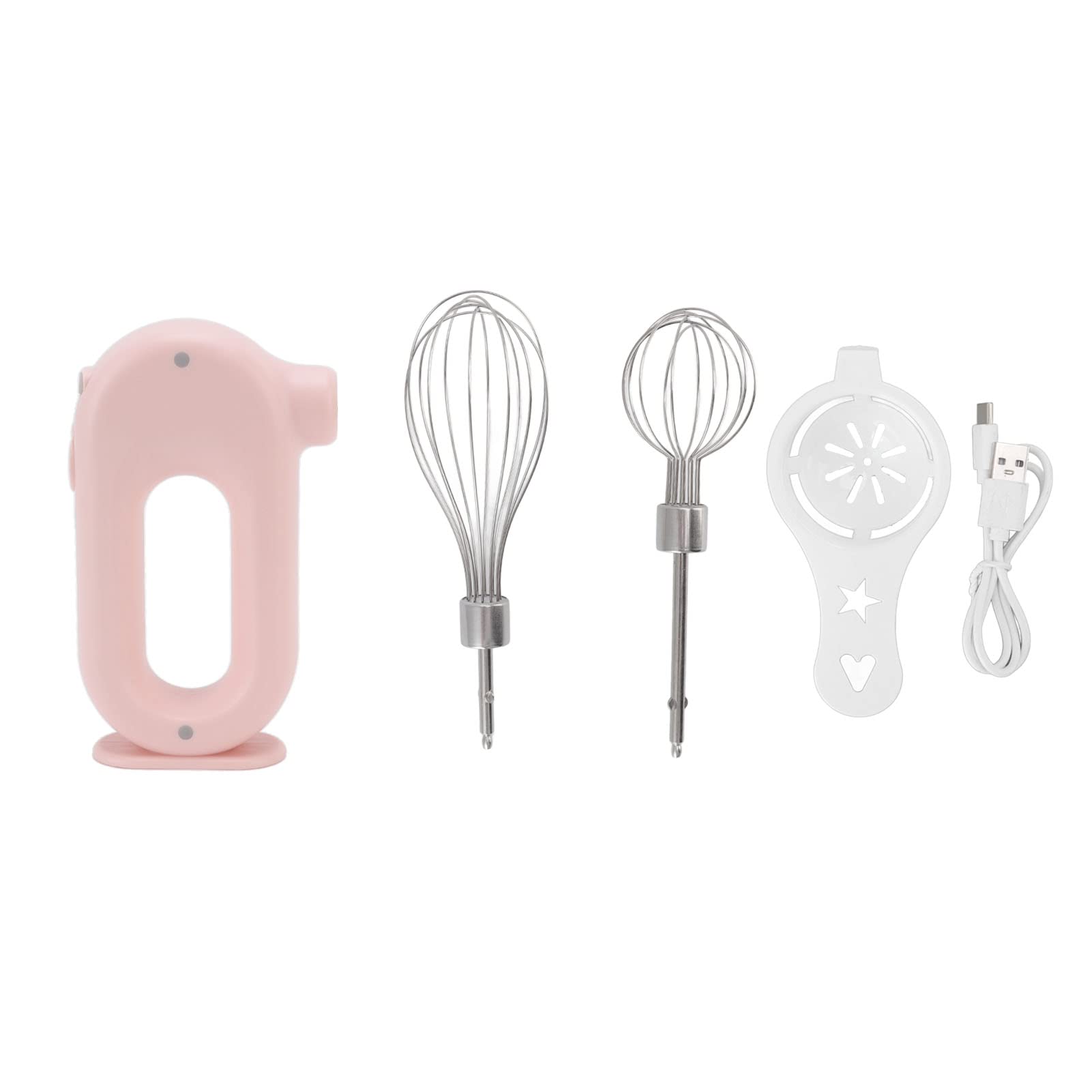 5V 20W Electric Hand Mixer - 3 Speed Anti-Slip Handle Handheld Blender with Egg Beater & Milk Frother, Stainless Steel Kitchen Mixer for Baking, Whipping Cream & Coffee Foam (Pink) - Perfect for Home Baking, Dessert Making & Coffee Preparation