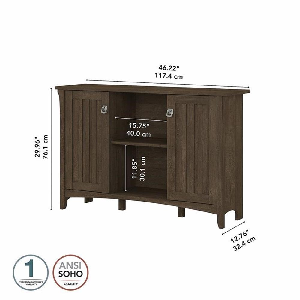 BOWERY HILL Modern Brown Engineered Wood Storage Cabinet with Doors - Perfect for Living Room, Bedroom & Home Office Organization