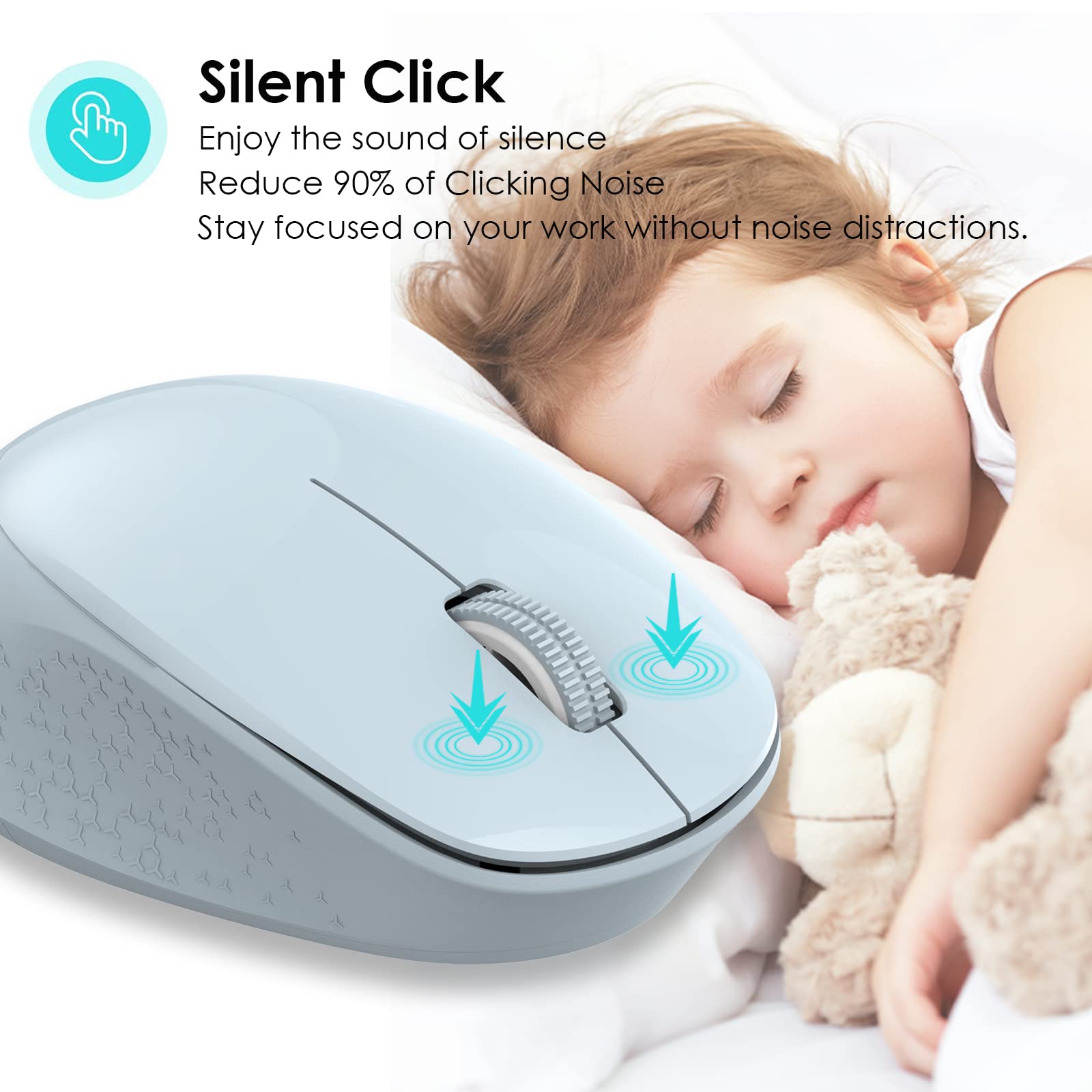 LeadsaiL Wireless Mouse for Laptop - 2.4GHz Silent USB Optical Mouse with 3 Buttons, 1600 DPI, Slim Design | Compatible with Windows, Mac, Chrome OS & Linux | Perfect for Office, Home & Travel Use