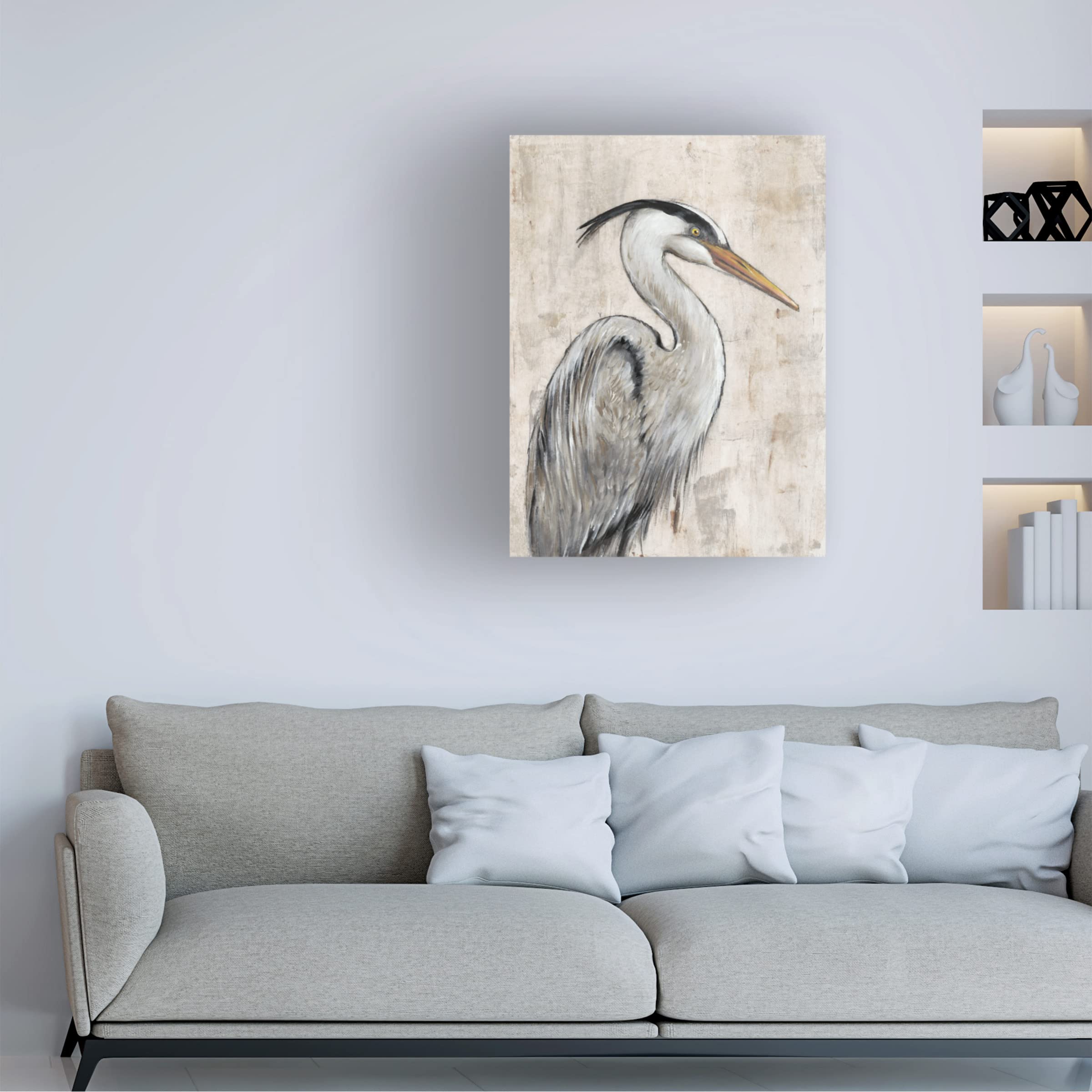 Tim O'Toole Grey Heron I Canvas Wall Art Print - Wildlife Bird Painting for Living Room, Bedroom & Office Decor