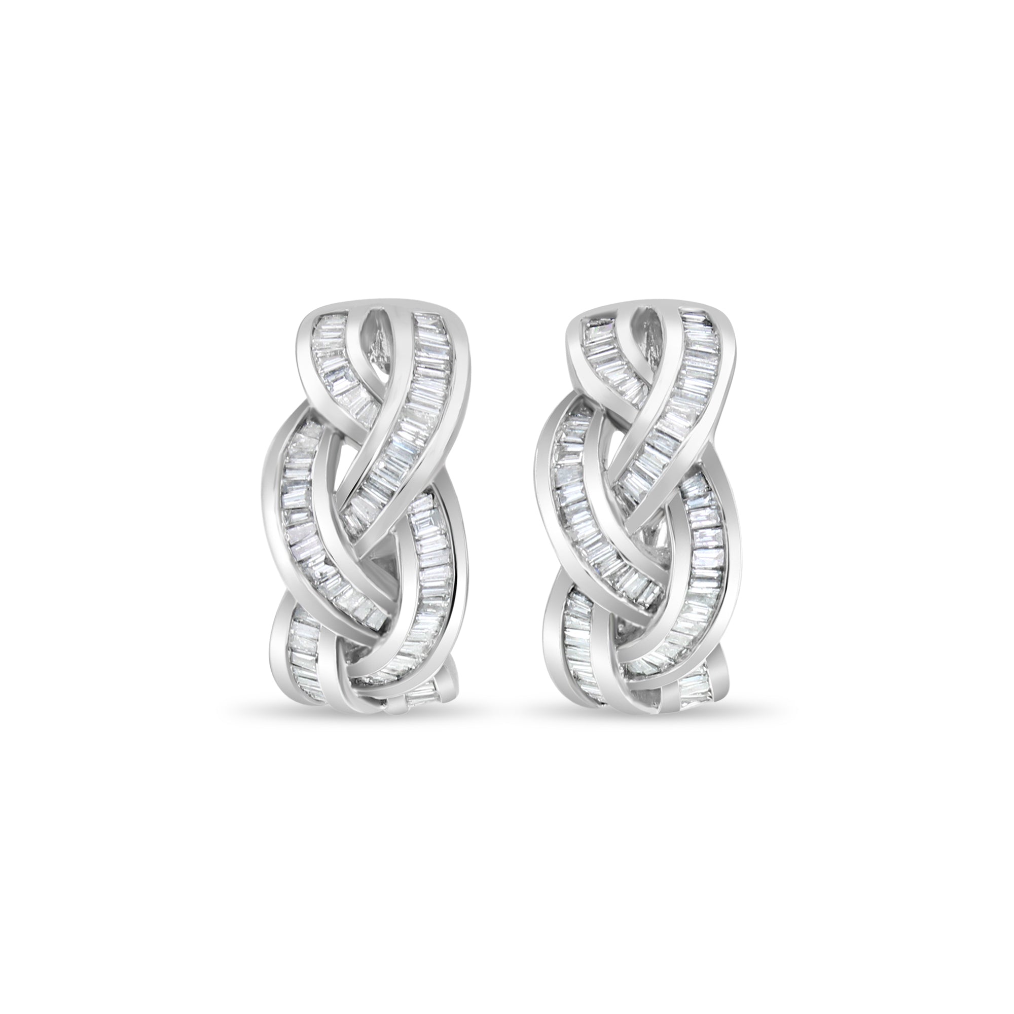 1.54cttw Diamond Stud Earrings 14K White Gold - Elegant Braid Style for Women, Perfect for Weddings, Parties & Special Occasions