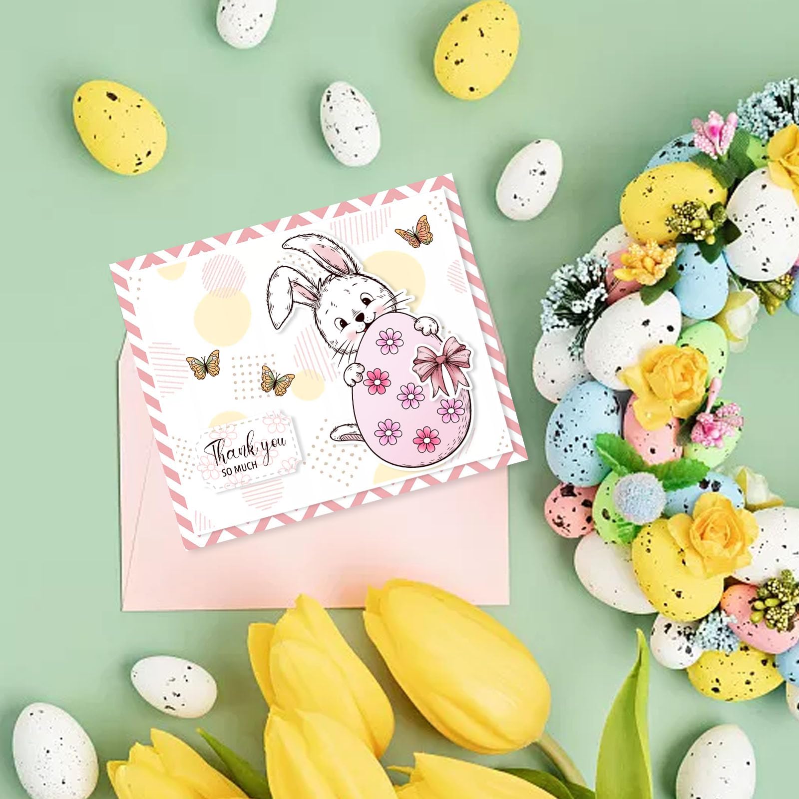 INFUNLY Happy Easter Cutting Dies & Clear Stamps Set - Cartoon Bunny Die Cut & Easter Egg Silicone Stamps for DIY Card Making, Scrapbooking - Perfect for Easter Greeting Cards, Home Decor & Craft Projects