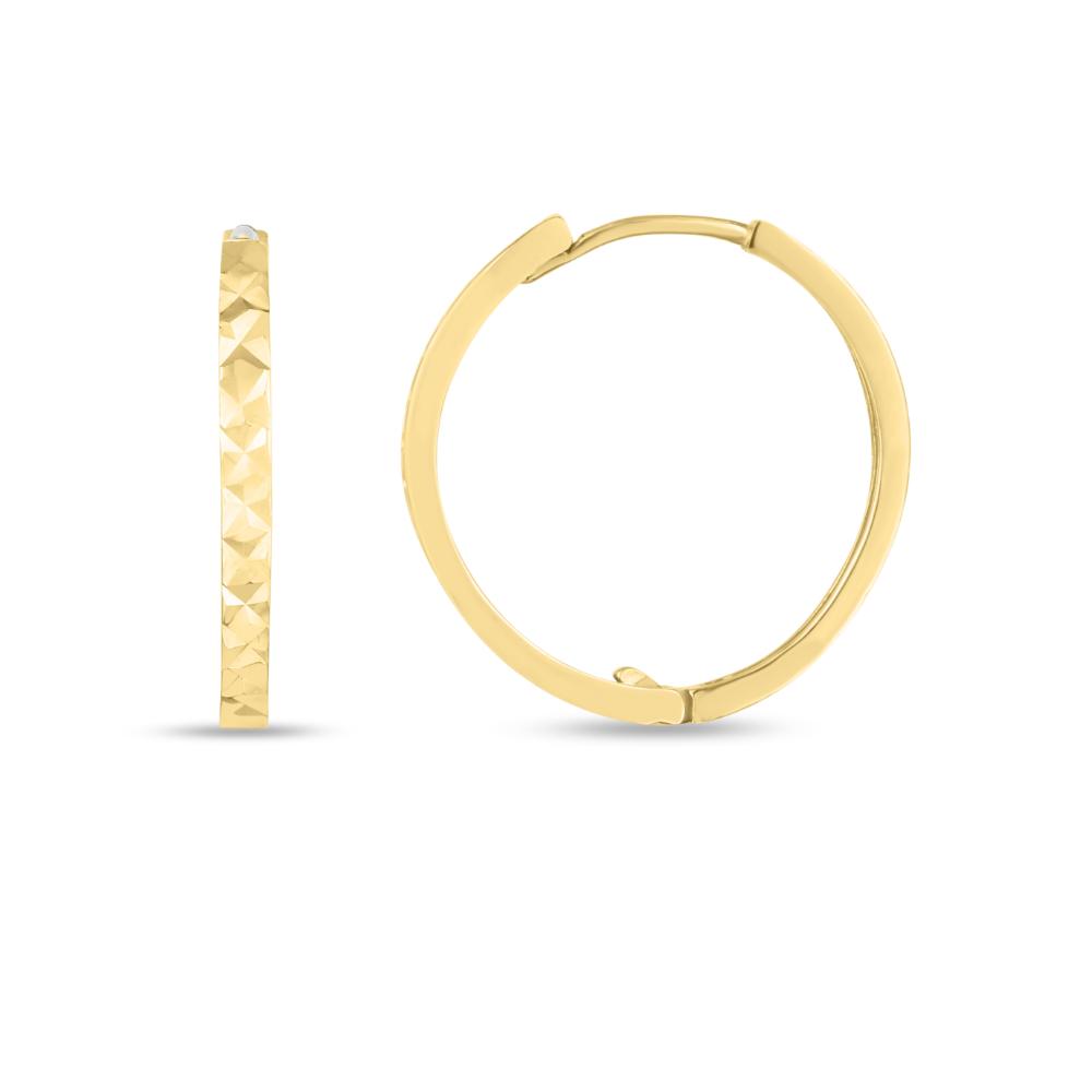 14K Gold Diamond Cut Huggie Hoop Earrings for Women - Minimalist Everyday Wear, Gift for Her, Wedding & Party Jewelry