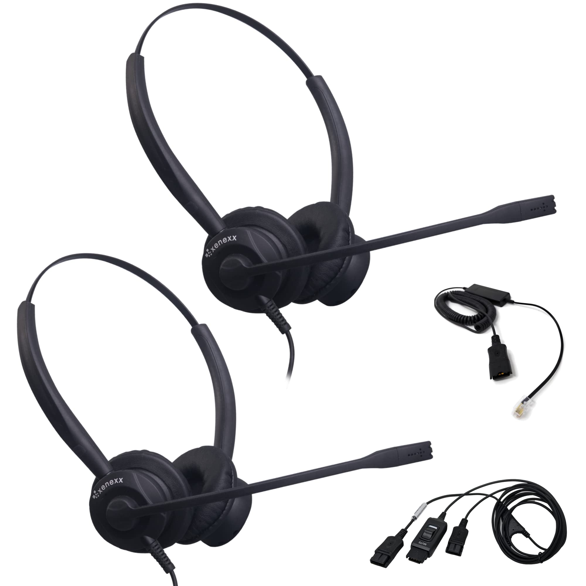 XS 825 Wired Office Headset with Noise-Canceling Microphone - Compatible with Yealink, Polycom, Cisco, Avaya, Mitel & Nortel Desk Phones - Ideal for Call Centers, Training, Agent Coaching & Remote Work (Stereo, Basic Bundle)