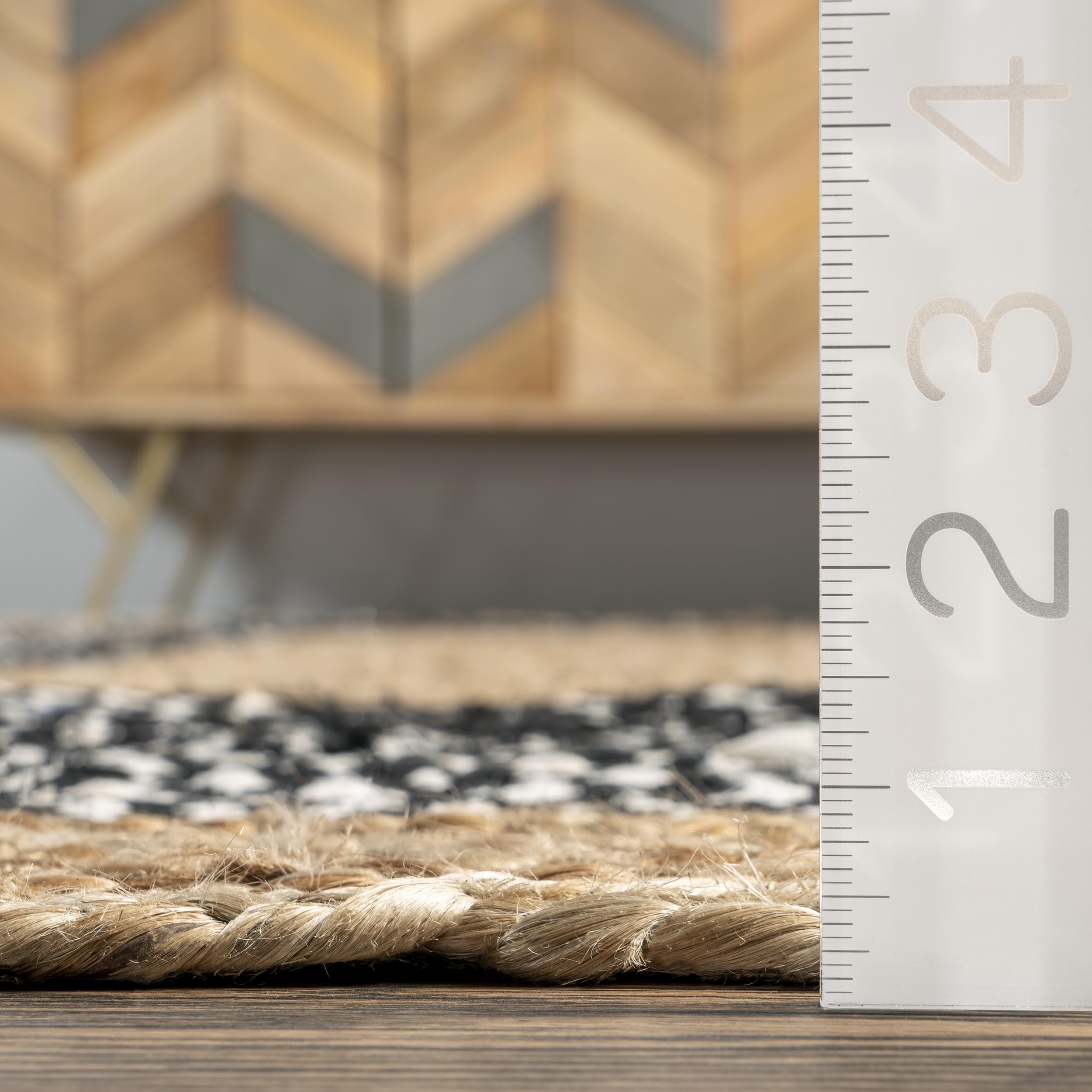 nuLOOM Lesha Natural Fiber Area Rug 8x10 Feet Black - Soft Handwoven Jute Rug for Living Room, Bedroom & Home Decor