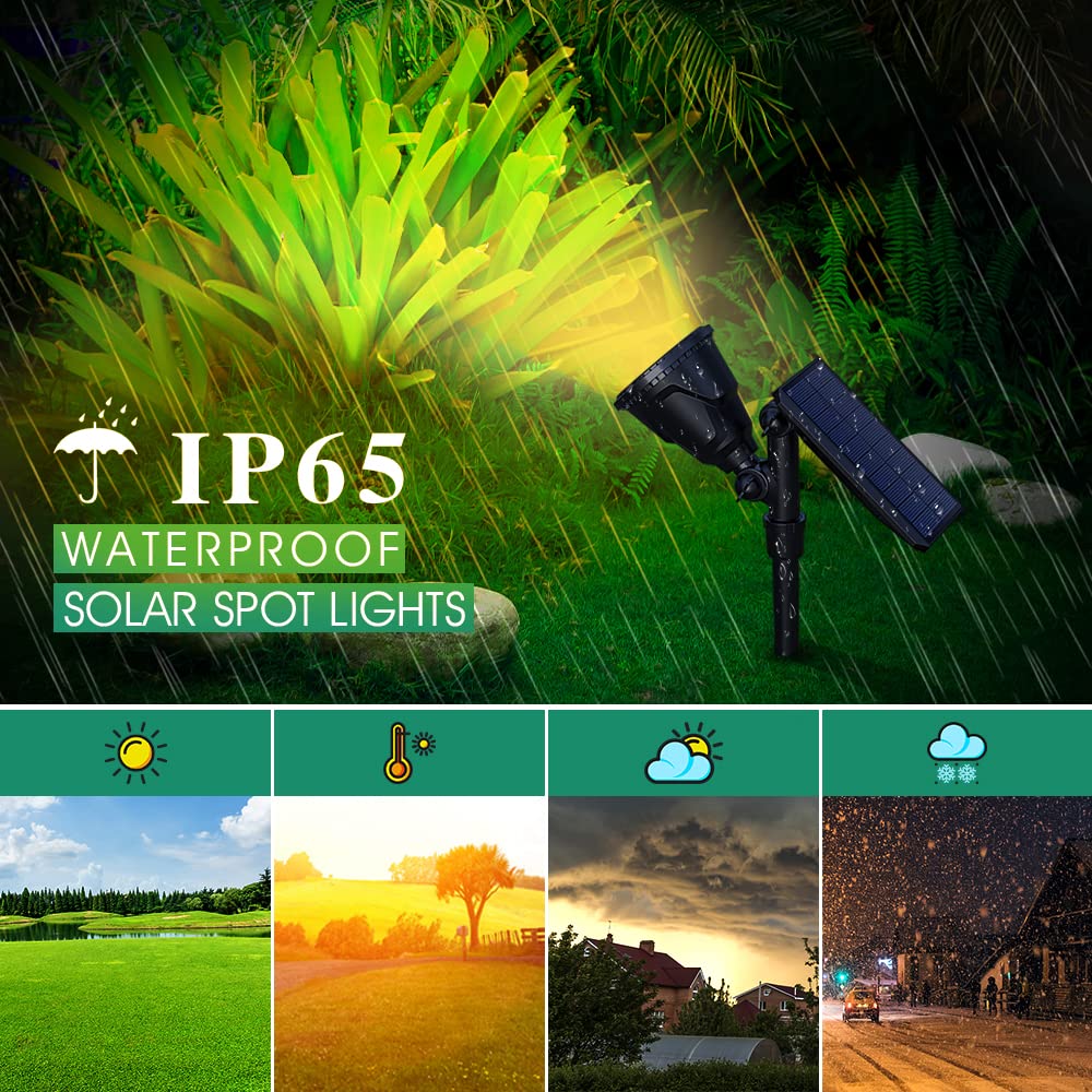 **18 LED Solar Landscape Spotlights Outdoor - Waterproof Solar Lights for Garden, Yard, Tree, Driveway & Pool - Auto On/Off, Warm White Lighting (4 Pack) - Perfect for Pathway, Patio & Backyard Decor**