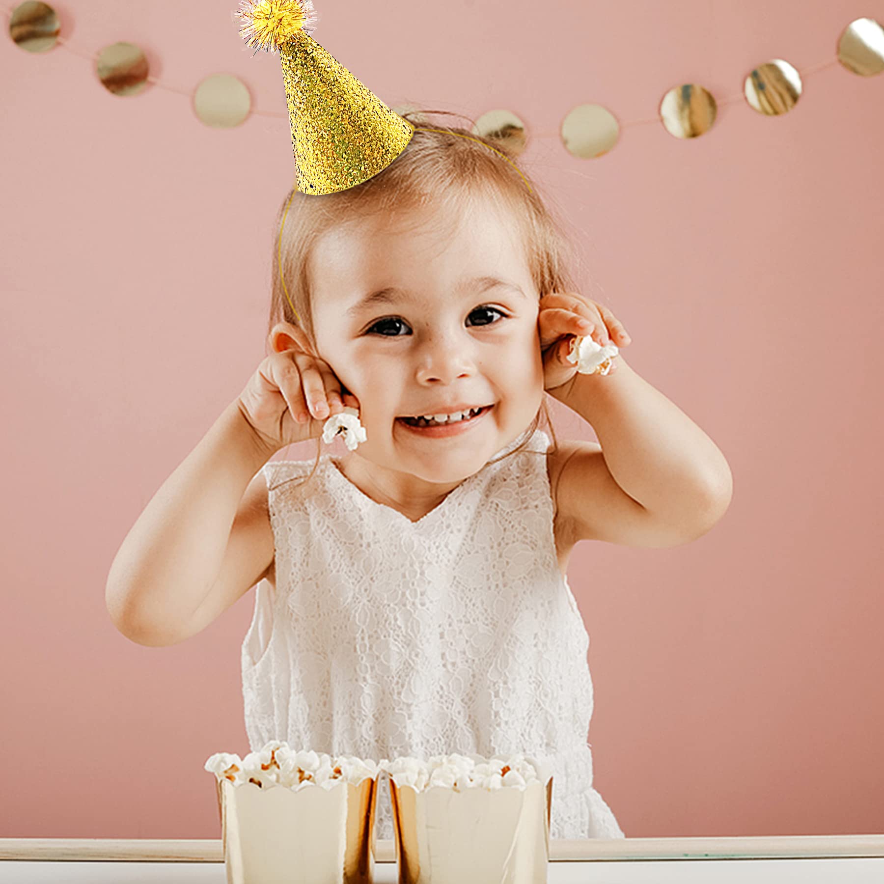 Colorful Glitter Party Hats with Pom Poms - Kids & Adults Birthday Celebration Hats for Halloween, Christmas, New Year & Holiday Parties - Perfect for Birthday Bash, Carnival & Festive Events