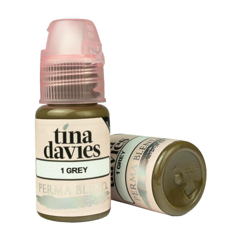 Perma Blend Tina Davies Professional Tattoo Ink - 1 oz Grey Pigment for Permanent Makeup & Tattoos | High-Quality, Vegan, Cruelty-Free | Ideal for Eyebrows, Eyeliner & Lip Blushing