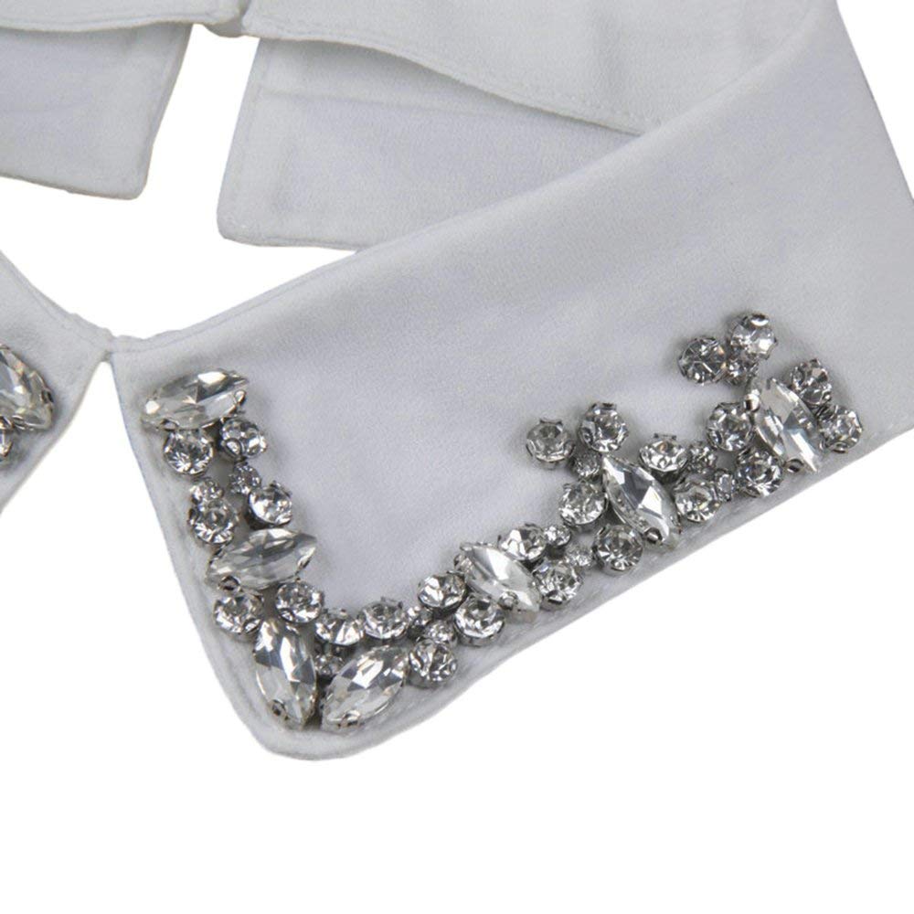 Elegant Women's Shiny Rhinestone Detachable Shirt Collar - Vintage Style Fashion Accessory for Blouse, Dress & Office Wear