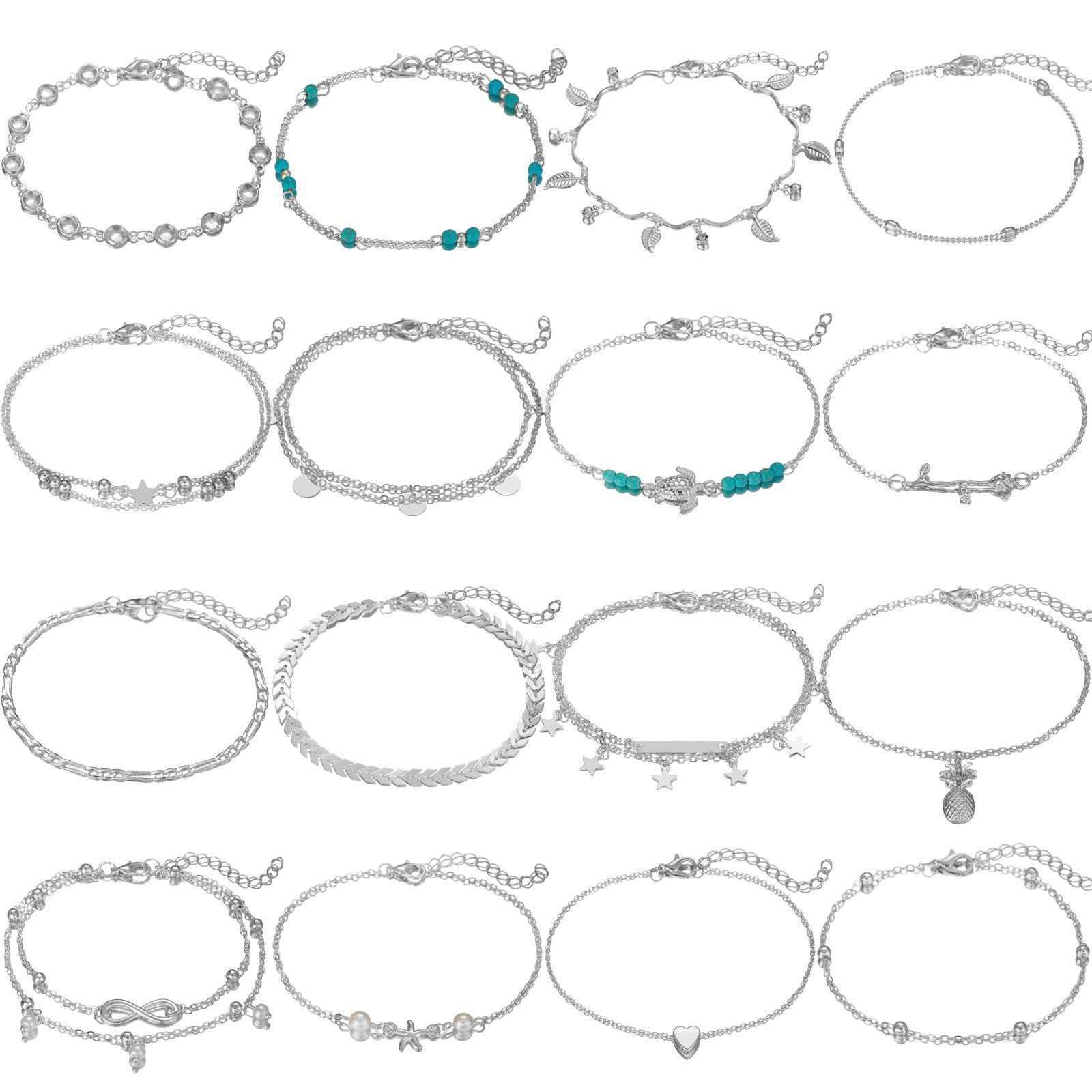 12pcs Women's Gold Charm Anklet Set - Adjustable Multilayer Boho Ankle Bracelets for Women & Girls | Perfect for Beach, Summer & Festival Outfits