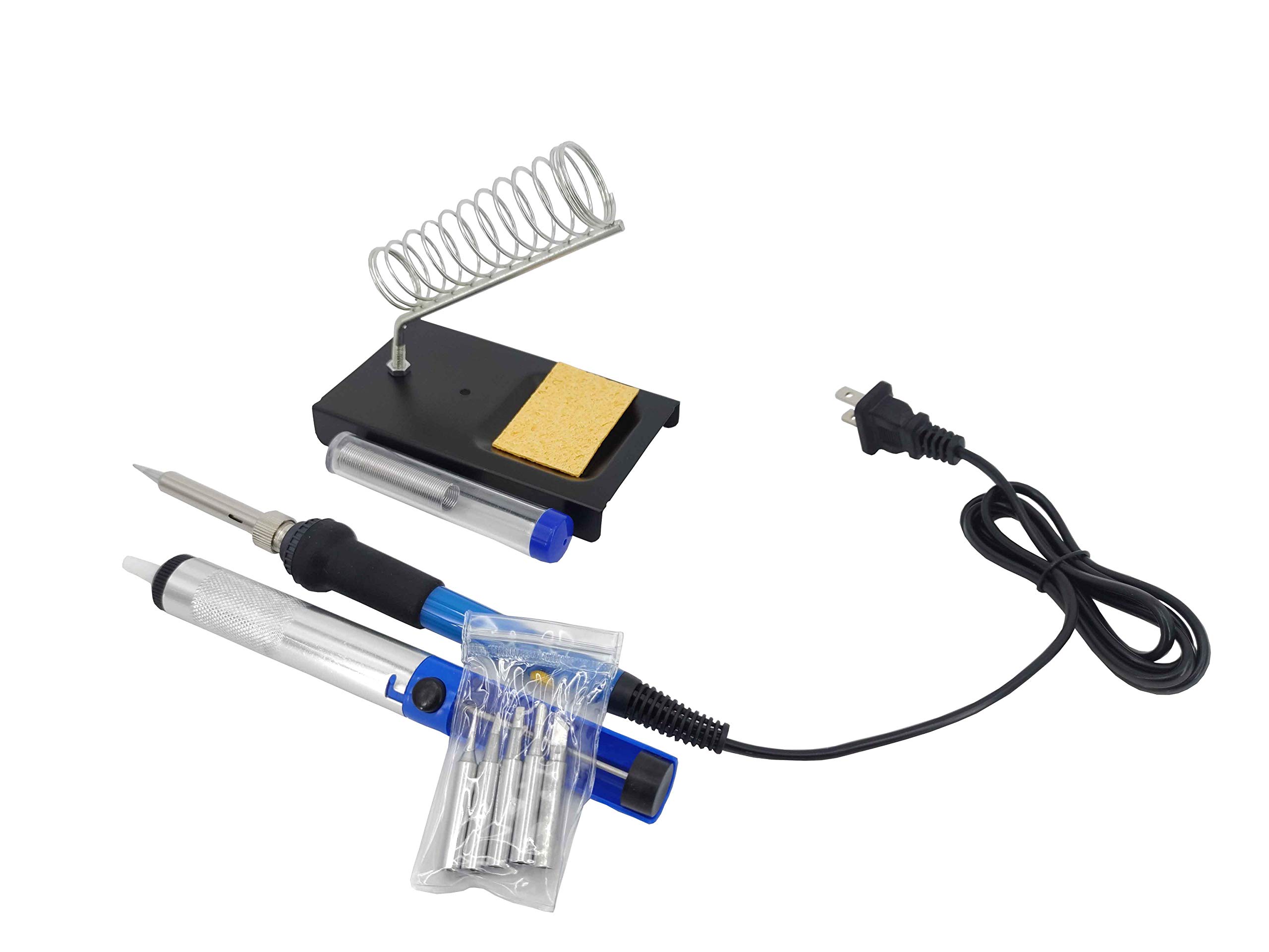 Anbes 60W Adjustable Temperature Soldering Iron Kit with 5 Tips, Desoldering Pump, Stand & Tweezers - Professional Electronics Repair Tool for DIY, Circuit Board, Jewelry Making & Home Projects