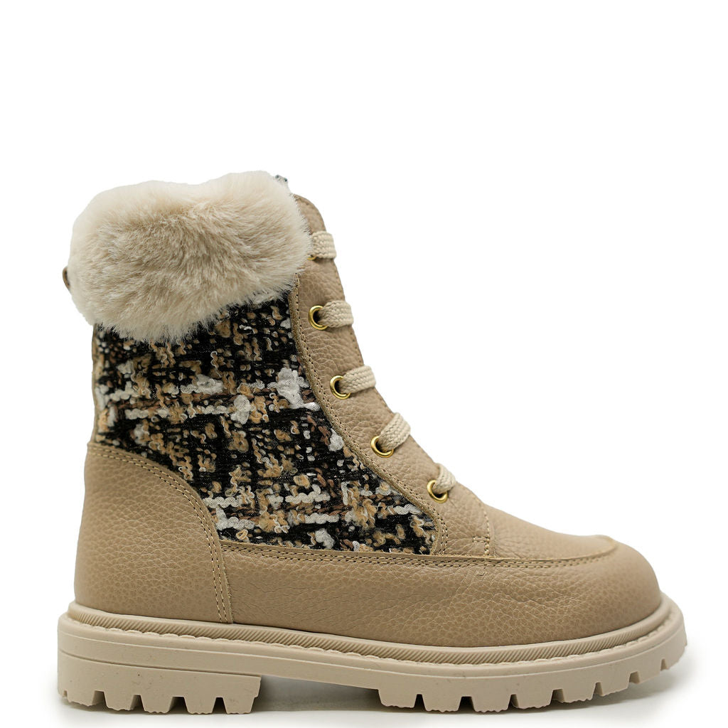 Andanines Women's Taupe Fur Boots - Cozy Winter Snow Boots for Women, Slip Resistant & Warm, Perfect for Cold Weather, Snow Days & Outdoor Activities