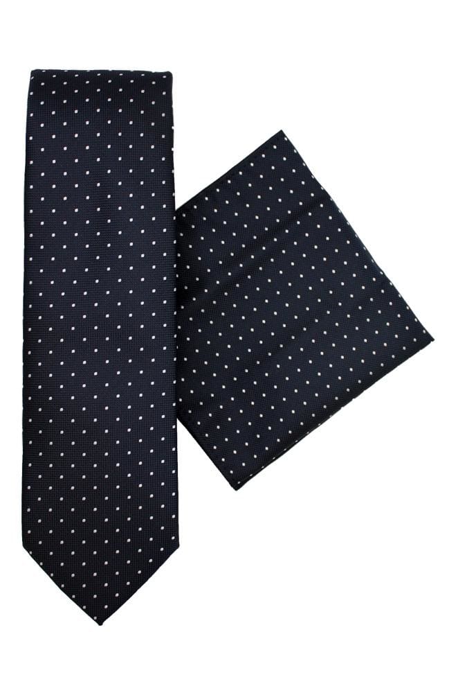 LA Smith Polka Dot Silk Tie and Pocket Square Set for Men - Classic Formal Accessories for Weddings, Business & Special Occasions