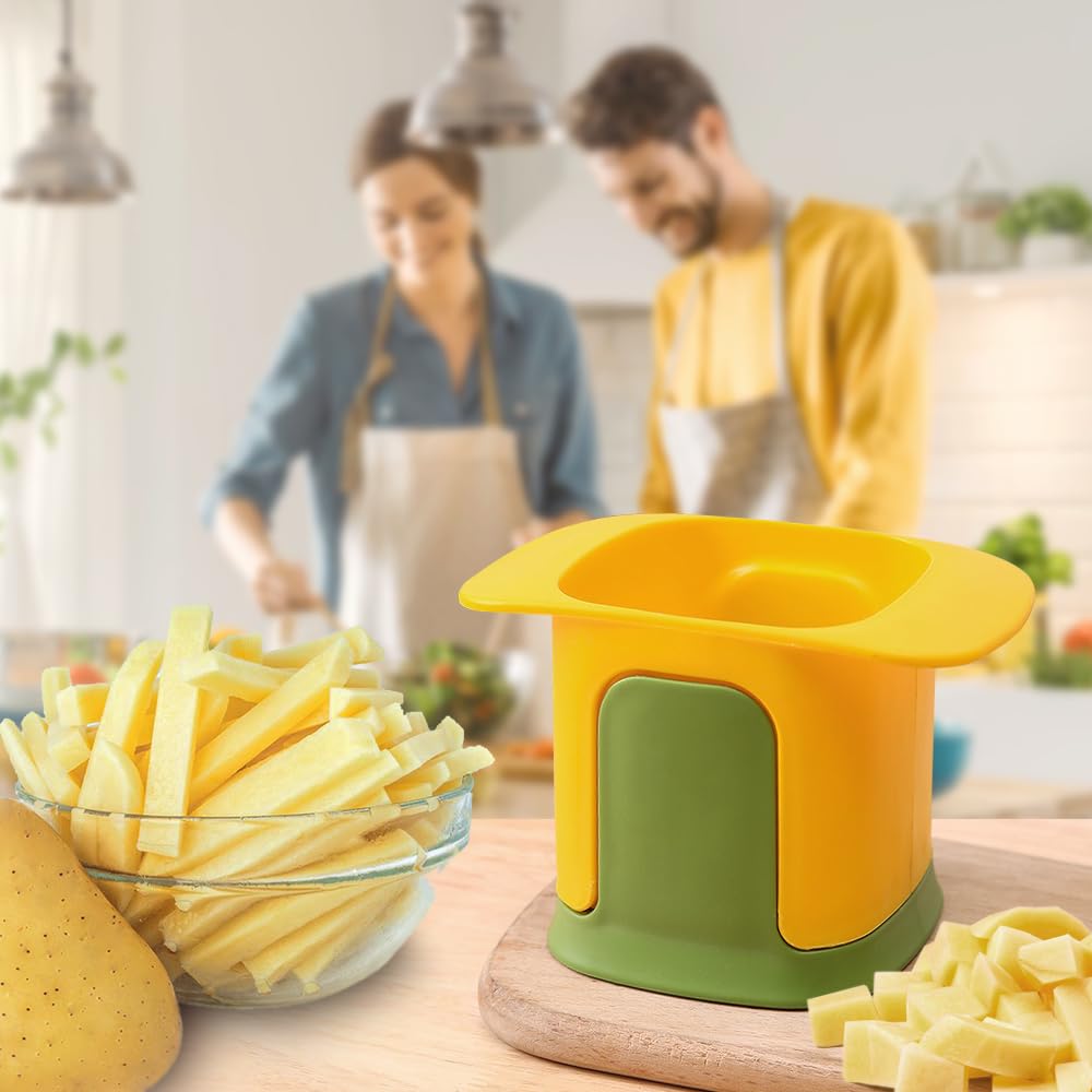 Stainless Steel French Fry Cutter - Professional Potato Slicer for Fries, Cucumbers, Carrots & Onions | Multi-Purpose Vegetable & Fruit Chopper | Perfect for Home Cooking, Restaurants & Meal Prep