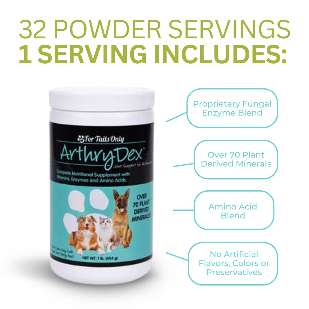 YOUNGEVITY Arthrydex Complete Nutritional Supplement for Pets - Vitamins, Amino Acids & Enzymes for Healthy Bones & Joints - 1 lb Canister - Supports Mobility & Joint Comfort for Dogs & Cats