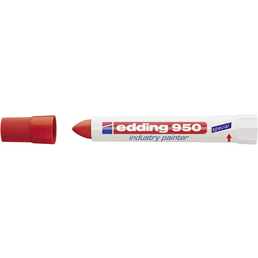 Edding Permanent Industrial Marker Pen - Red (2mm Tip) for Metal, Plastic, Glass & Wood - Ideal for Labeling, DIY Projects & Industrial Use