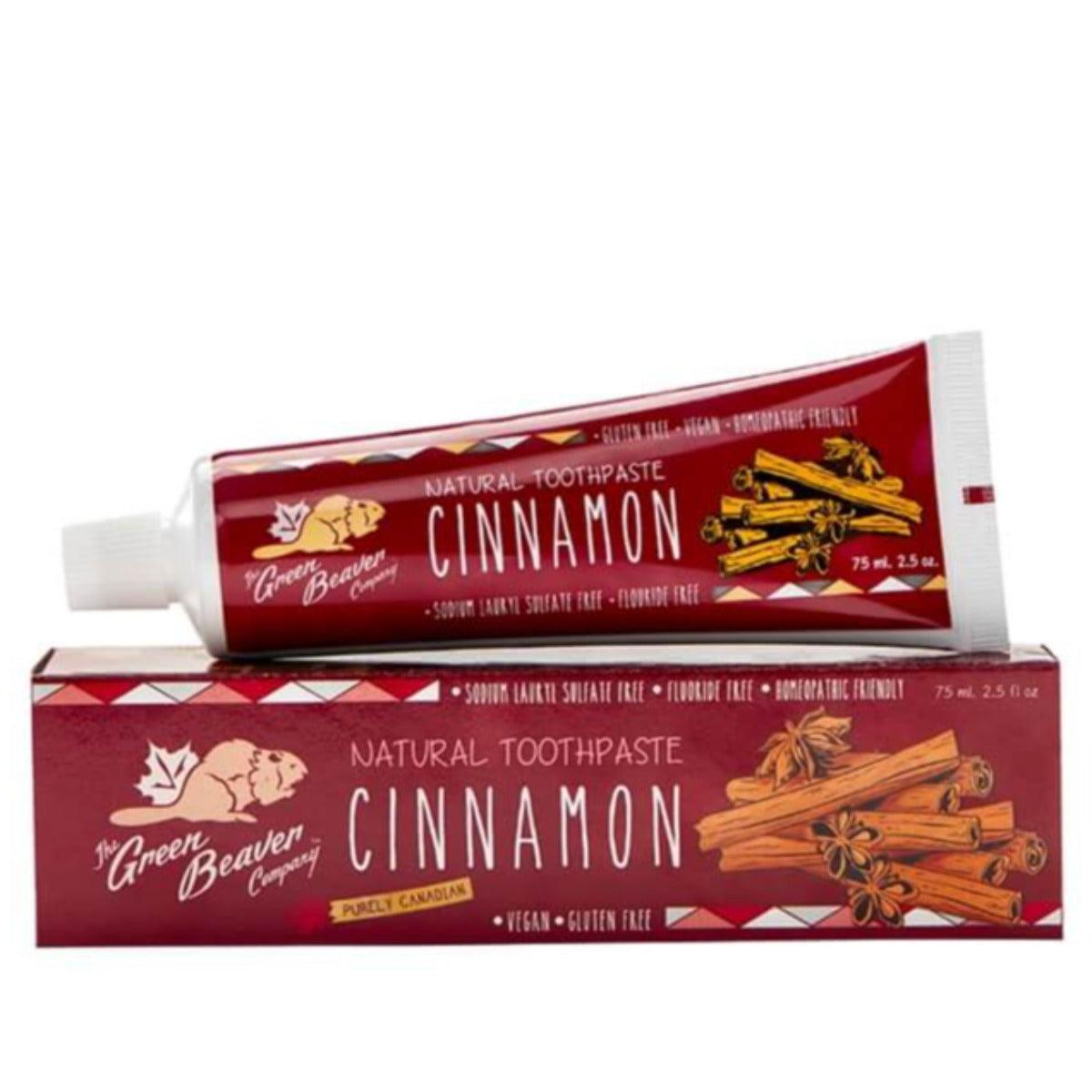 Green Beaver Natural Cinnamon Toothpaste - 75mL | Fluoride-Free, Vegan & Organic | Freshens Breath & Promotes Oral Health | Perfect for Daily Use & Travel