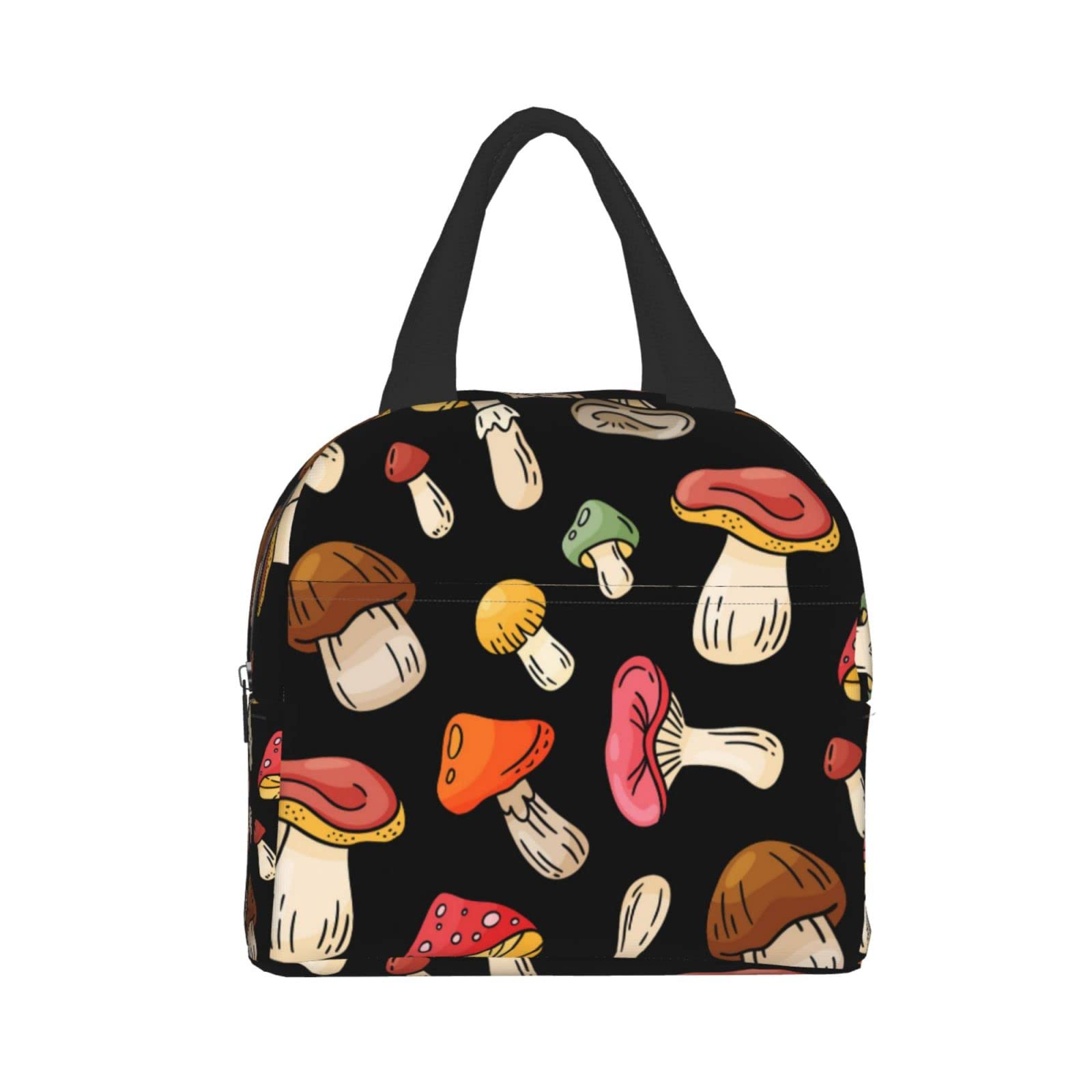Colorful Mushroom Print Insulated Lunch Bag - Reusable & Portable Meal Container for Men & Women - Perfect for Work, Travel, Picnics & Outdoor Activities
