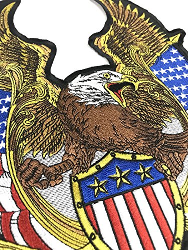 Large American Bald Eagle Back Patch - Iron-On Embroidered Applique for Denim Jackets, Vests & Bags | Patriotic DIY Sewing Accessory for Bikers, Rockers & Fashion Enthusiasts
