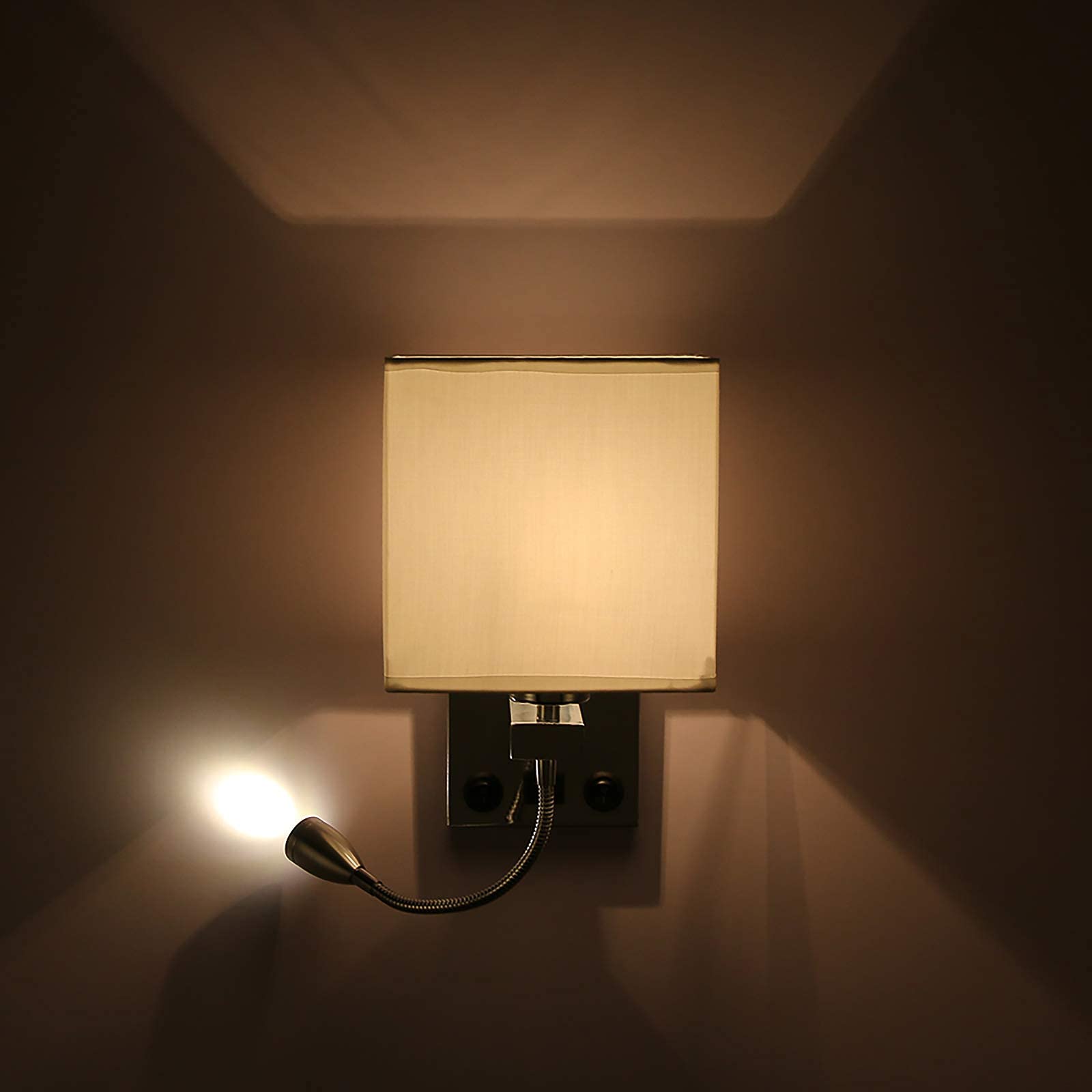 Modern LED Wall Lamp for Bedroom & Living Room - 3W E27 Bulb Holder with 2 Toggle Switches, Reading Light & Candle Holder - Perfect for Bedside, Corridor, and Home Decor Lighting