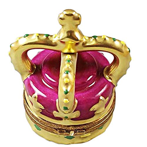 Exquisite Hand-Painted Tall Crown Limoges Box - French Porcelain Jewelry Trinket Box - Perfect for Collectors, Gift Giving & Home Decor