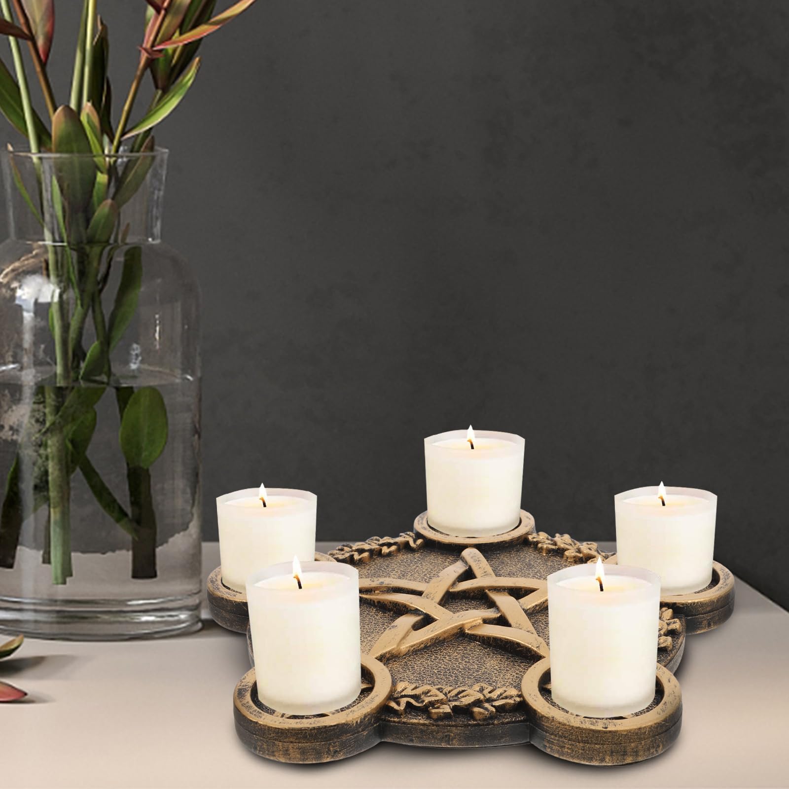 NUOBESTY Star Candle Holder - Astrology Pentacle Altar Plate, Resin Tealight Holder Tray for Witchcraft, Wiccan & Tarot Rituals - Perfect for Meditation, Home Decor & Spiritual Ceremonies