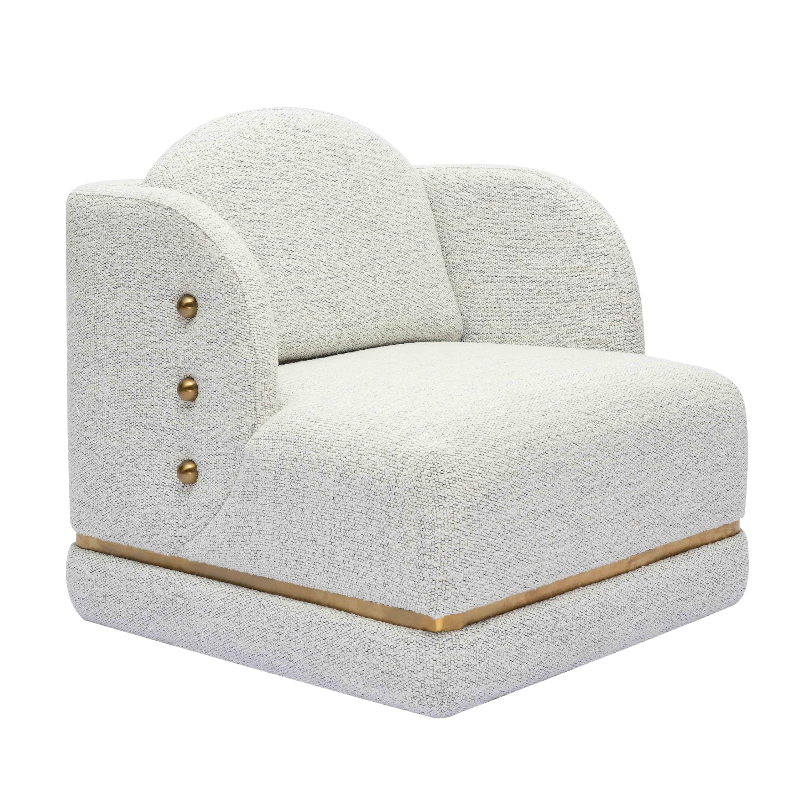 Tov Furniture Earl Nubby Cotton White Chenille Accent Chair - Modern Living Room Armchair for Home Decor & Cozy Reading Nook