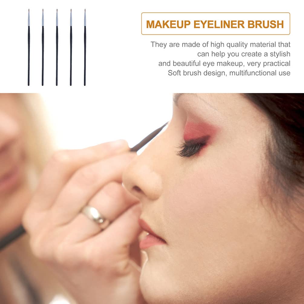 Beaupretty 5Pcs Eyeliner Brush Set - Professional Eyeliner Applicator & Lip Brushes for Precise Makeup Application | Perfect for Eyeshadow, Winged Liner & Lipstick | Vegan Cosmetic Makeup Tools Kit