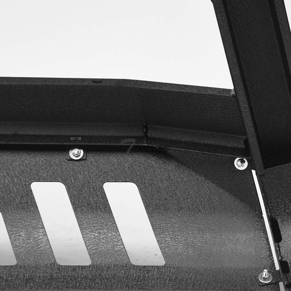 Textured Black AVT Style Bull Bar Brush Guard Push Bumper with Skid Plate for 2007-2021 Toyota Tundra - Off-Road Protection & Front Grill Guard for Truck Adventures