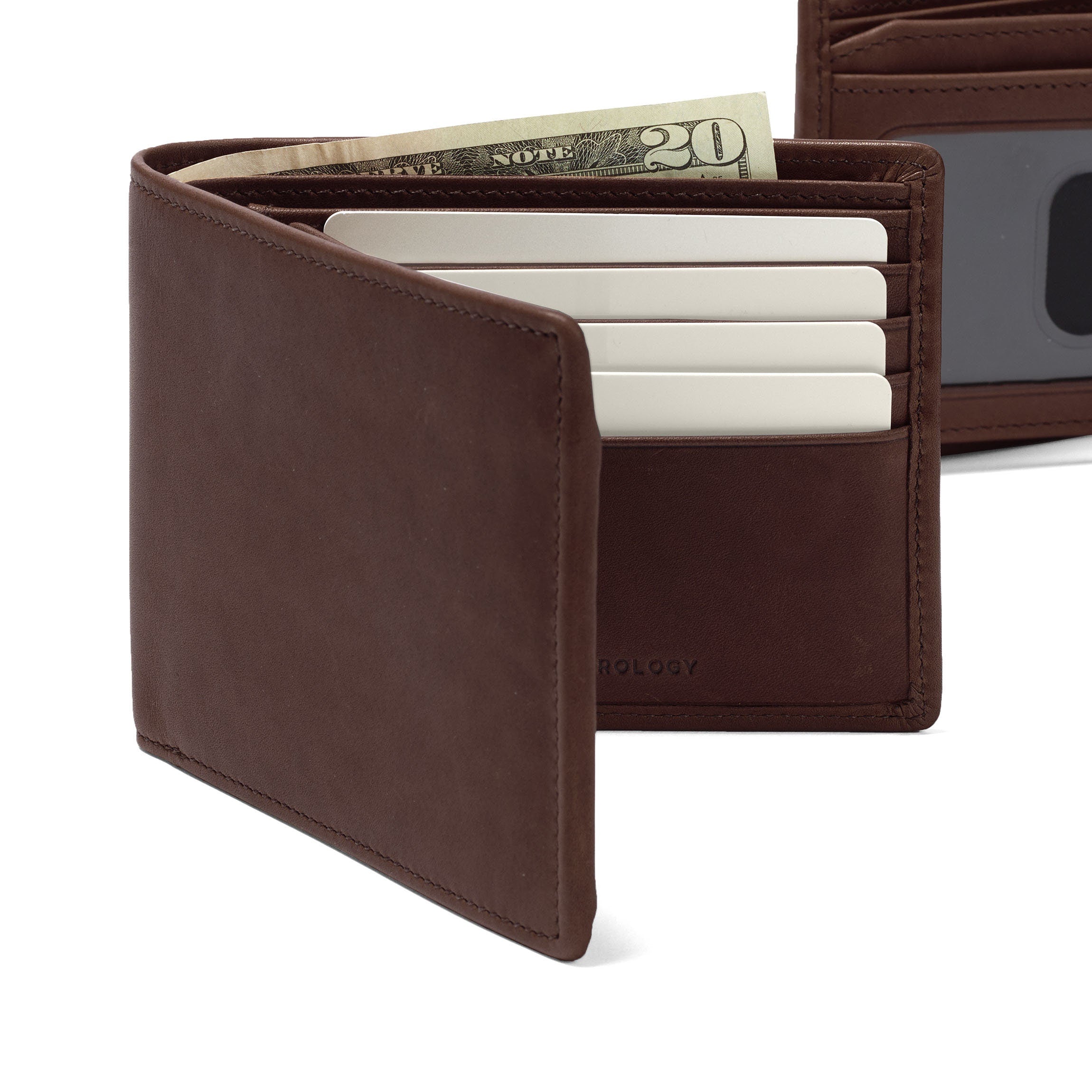 Genuine Leather Bifold Wallet with Flap - Mahogany Brown RFID Blocking Wallet for Men - Perfect for Everyday Use, Travel & Business