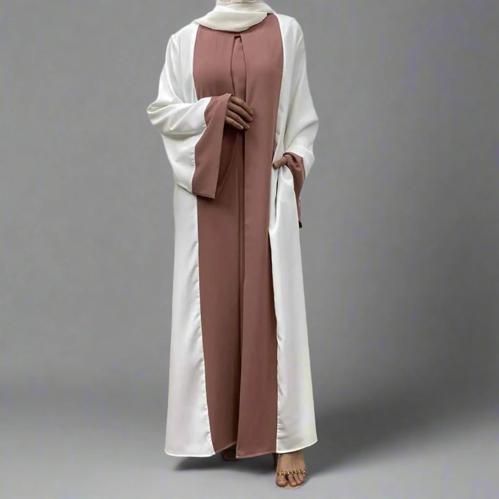 Elegant Muslim Women's Patchwork Abaya Dress - Modest Islamic Prayer Dress for Women - Perfect for Eid, Ramadan, Mosque & Special Occasions