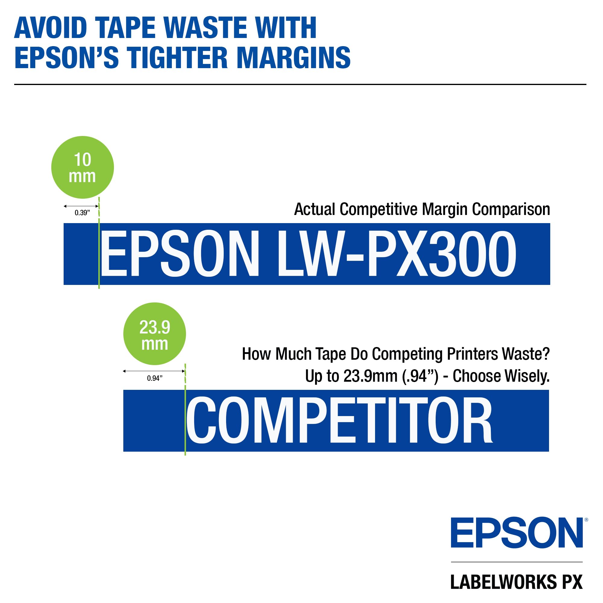 Epson LW-PX300 Industrial Label Maker with 218PX PET Tape Cartridges - Black on Clear, White on Black & Black on White Labels - Pantry, Office & Warehouse Organization Solution