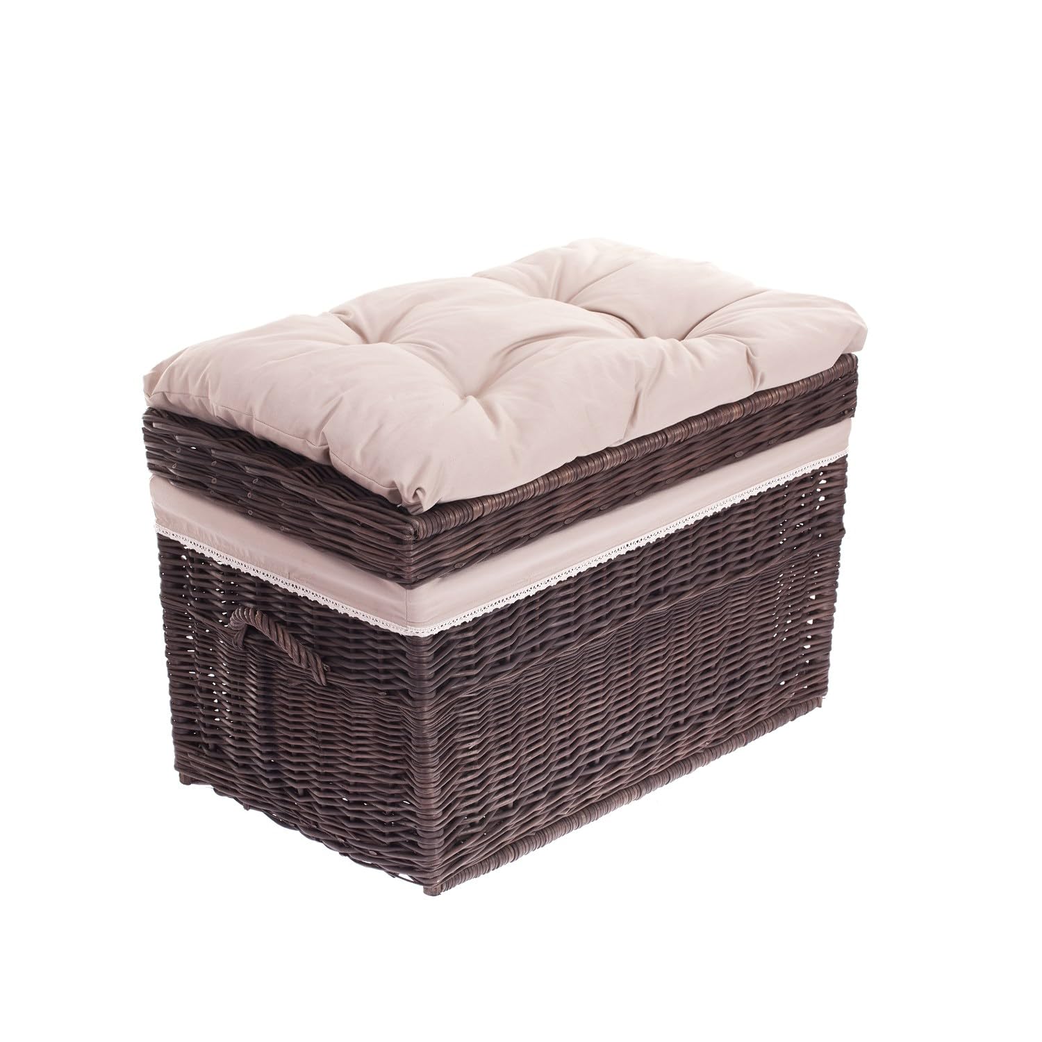 Natural Willow Laundry Basket - Gloss White Storage Chest for Linen, Clothes & Toys | Eco-Friendly Woven Hamper for Bedroom, Nursery & Bathroom Organization