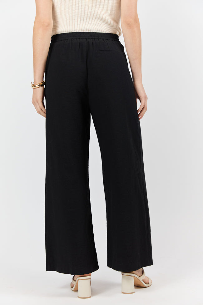 True Bliss Black Pull On Wide Leg Trousers for Women - Comfortable High Waist Palazzo Pants - Perfect for Work, Office, Travel & Casual Wear