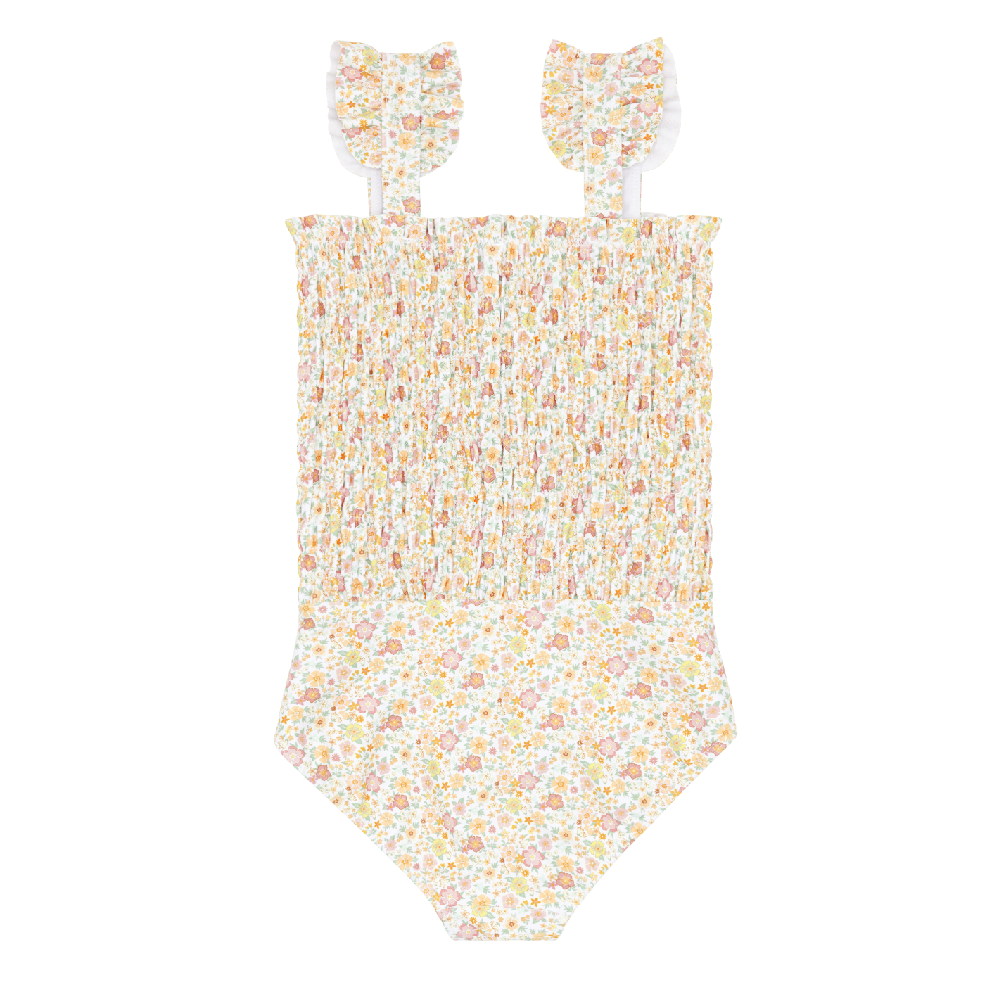 Girls' Marigold Floral Smocked One-Piece Romper | Cute & Comfortable Outfit for Toddler Girls | Perfect for Summer, Playdates & Photo Shoots