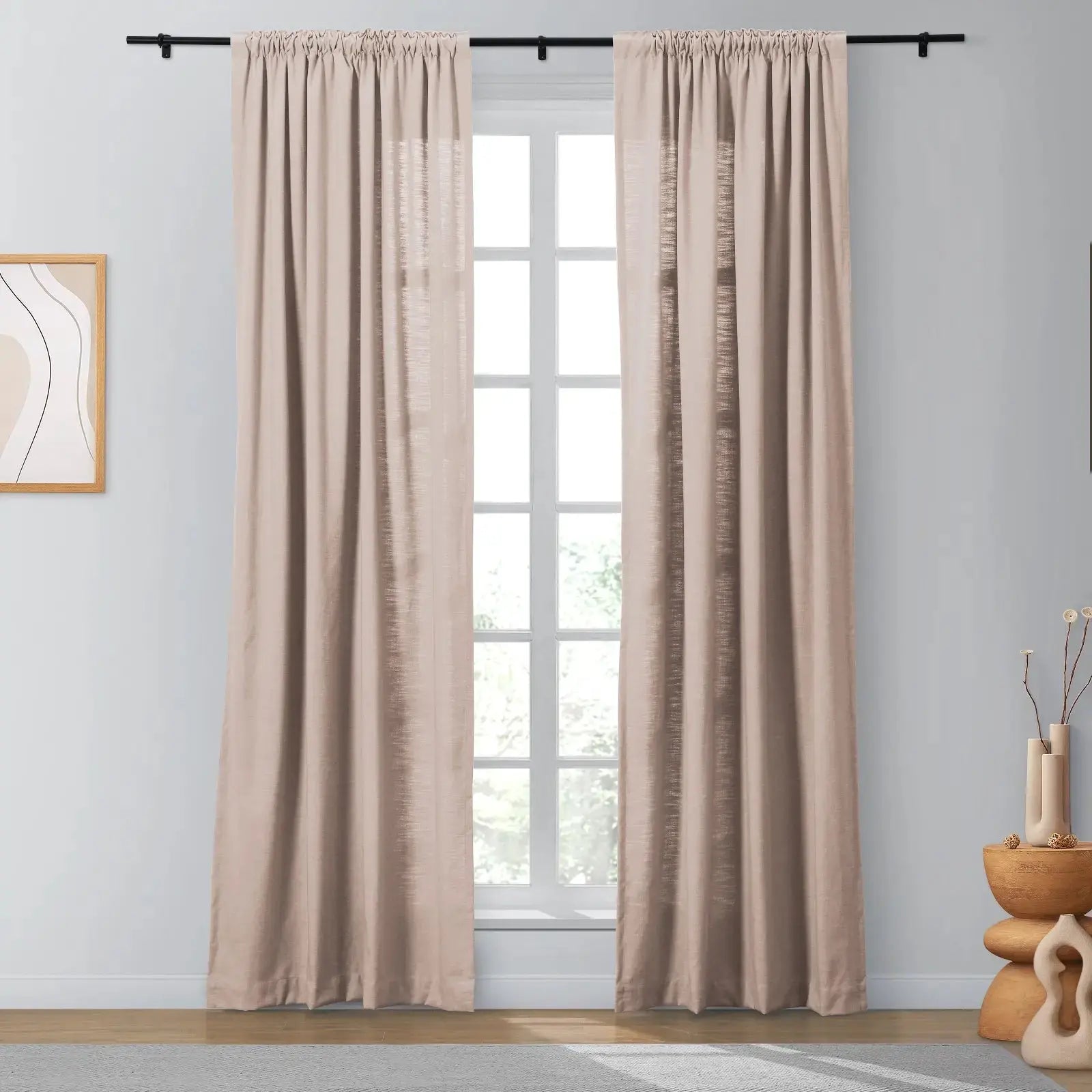 Isabella Heavyweight Cotton Blackout Curtains - Soft Top Thermal Insulated Drapes for Living Room & Bedroom - Noise Reducing & Energy Saving Window Treatments