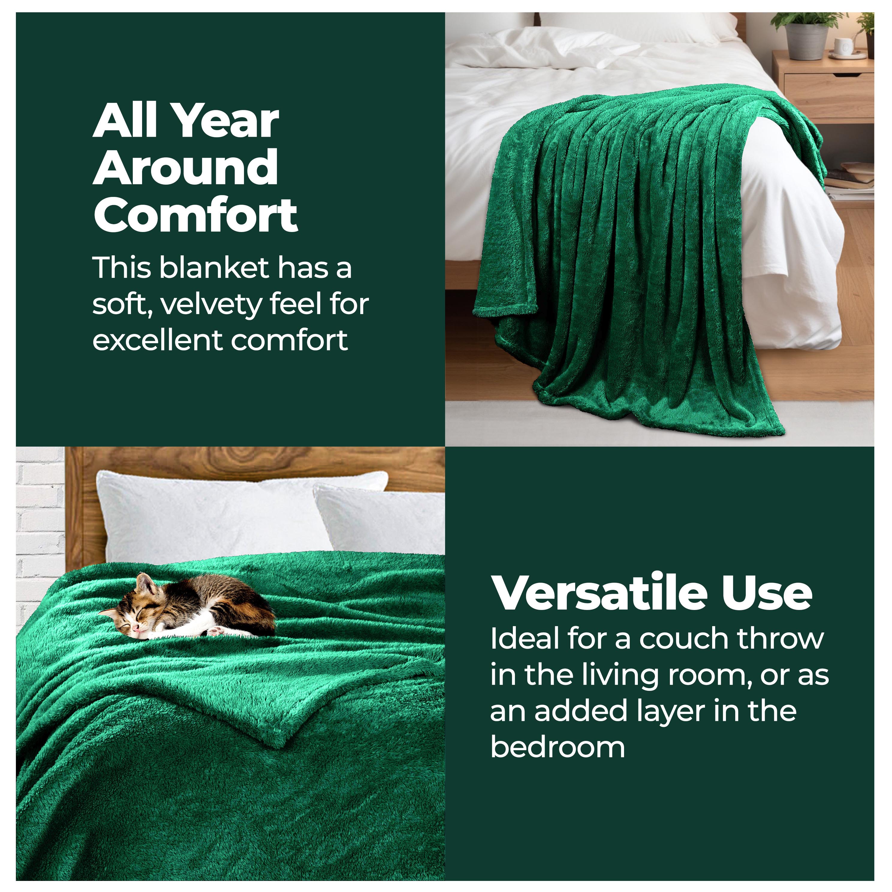 Classic Solid Fleece Plush Medium Weight Fluffy Soft Blanket - Cozy & Warm for Bed, Sofa, Travel & Gifts | Ultra-Soft Throw Blanket for All Seasons