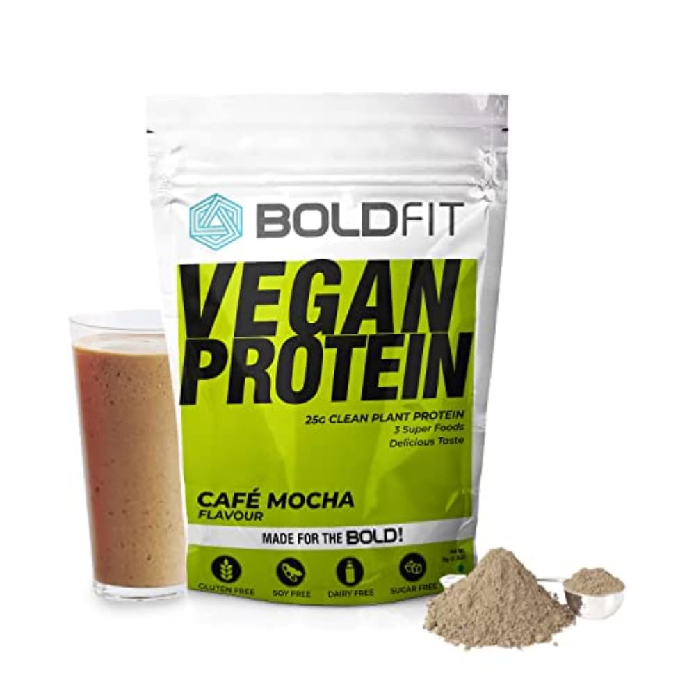 Boldfit Plant Based Protein Powder - Vegan Protein Supplement for Men & Women with Turmeric, Bromelain & Piperine for Faster Absorption & Reduced Bloating - Easy Digest Mocha Flavor (1kg) | Post-Workout Recovery, Muscle Growth & Healthy Lifestyle