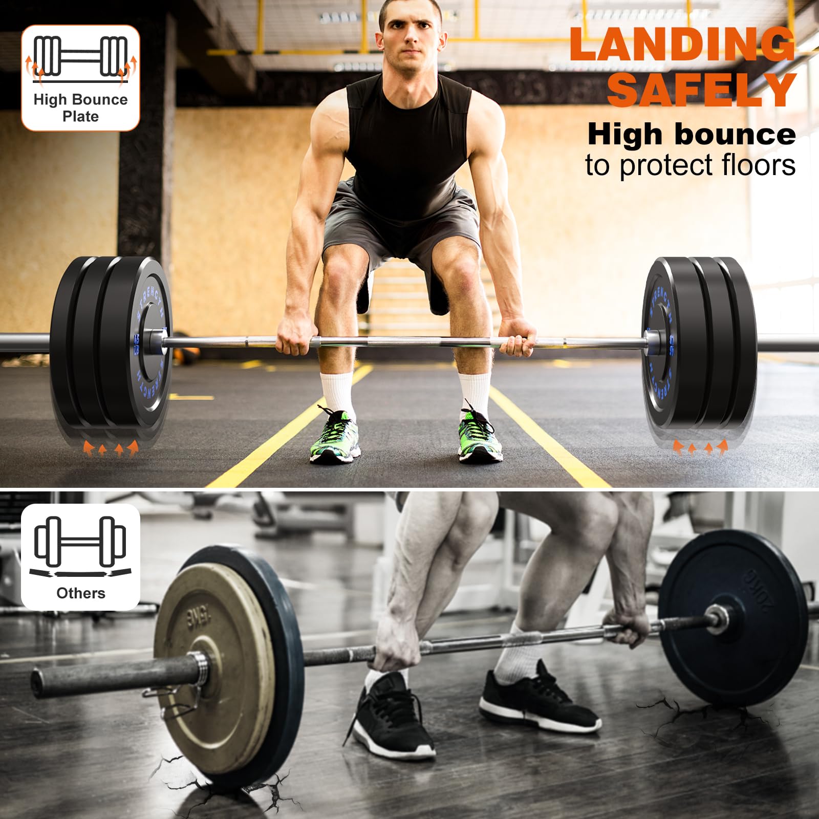 XDDIAS Olympic Bumper Plates Set - 2-Inch Rubber Weight Plates with Steel Insert for CrossFit, Powerlifting & Strength Training - Sold as Single, Pairs or Full Sets - Perfect for Home Gym & Commercial Fitness Centers