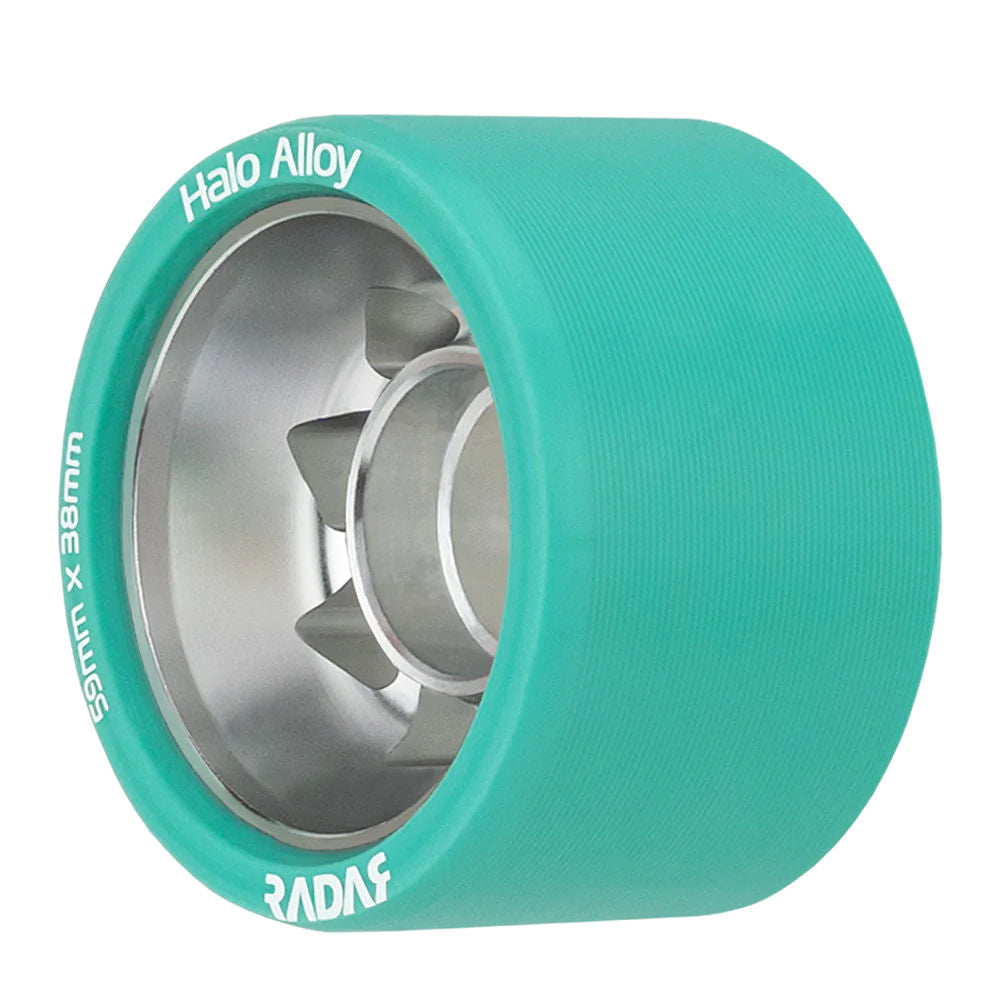 Premium Radar Halo Alloy 59mm Roller Skate Wheels - 4 Pack Set for Indoor/Outdoor Skating, Rink, Derby & Artistic Roller Skating - High Performance Urethane Wheels for Smooth Ride