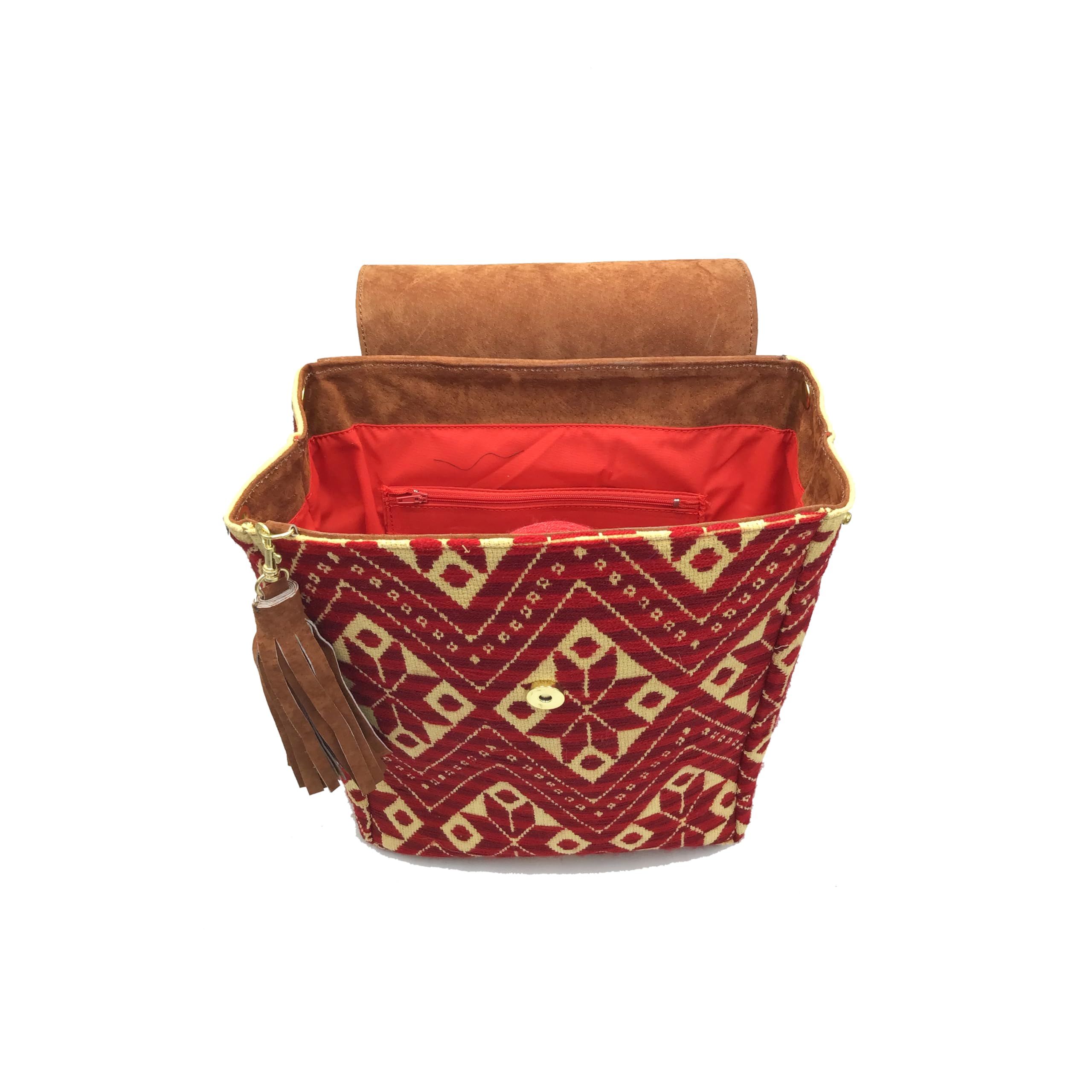 Handmade Mexican Leather Backpack 'María' by Jühue Artesanal - Pink Embroidered Unique Piece | Perfect for Travel, Work & Everyday Use